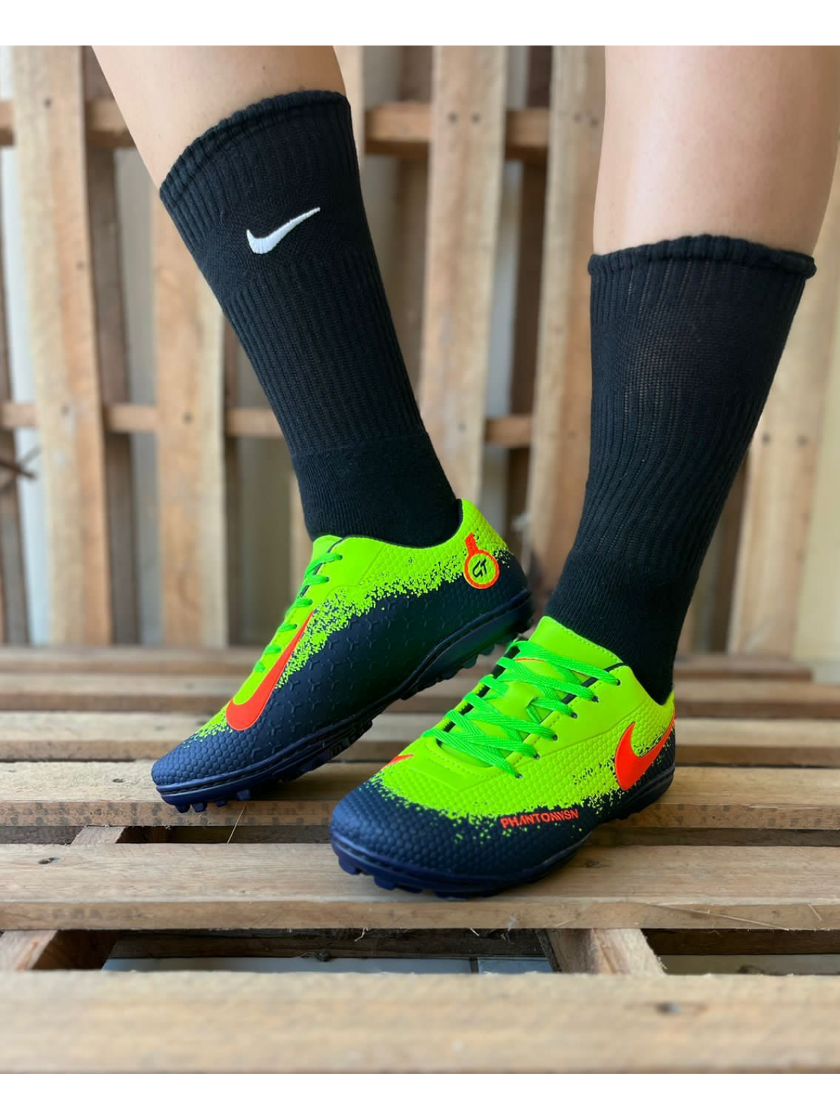 Chuteira Society Masculino Nike Verde/Marinho - Image 2