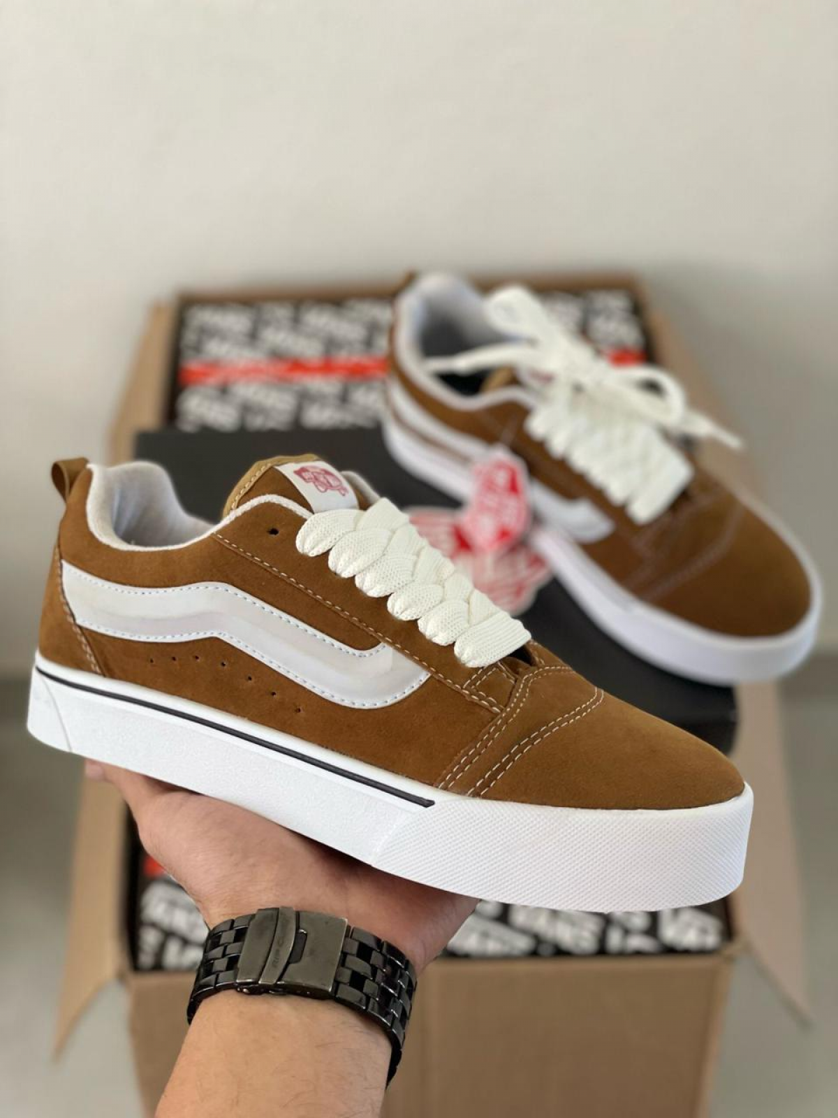 Tênis KNU Skool Plataforma Feminino Vans Caramelo