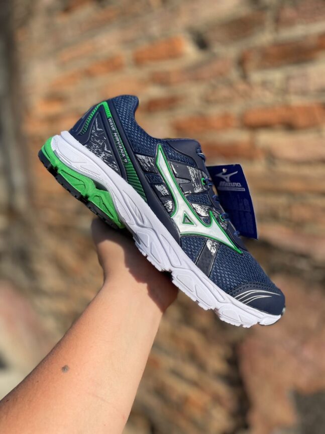 Tênis Wave Nirvana 9 Masculino Mizuno Azul/Verde
