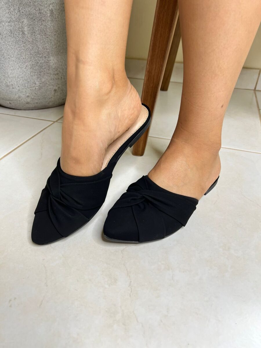 Mule Feminino Nó Linho AM006 Raya Preto
