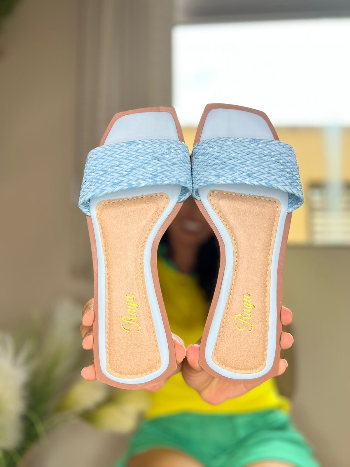 Tamanco Feminino Rasteira Tira trançada AM002 Raya Azul